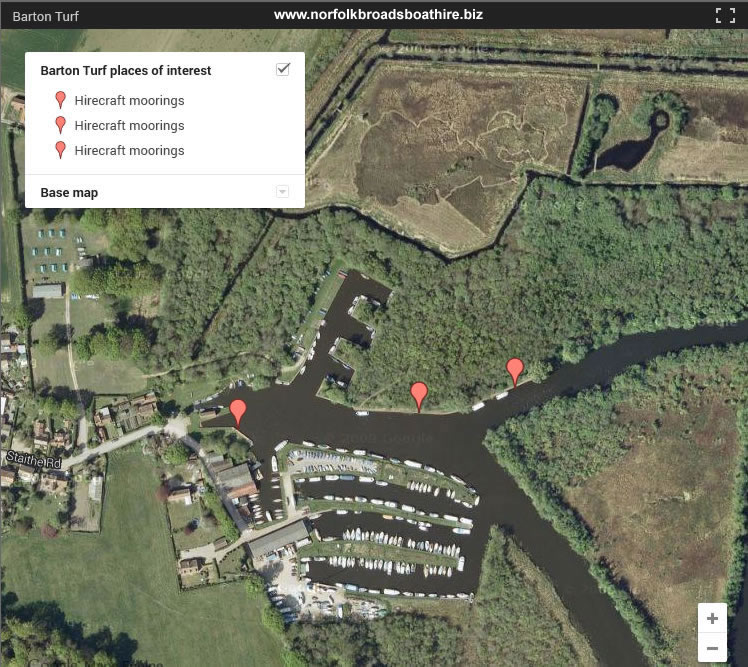 Norfolk Broads Boat Hire map of Barton Turf